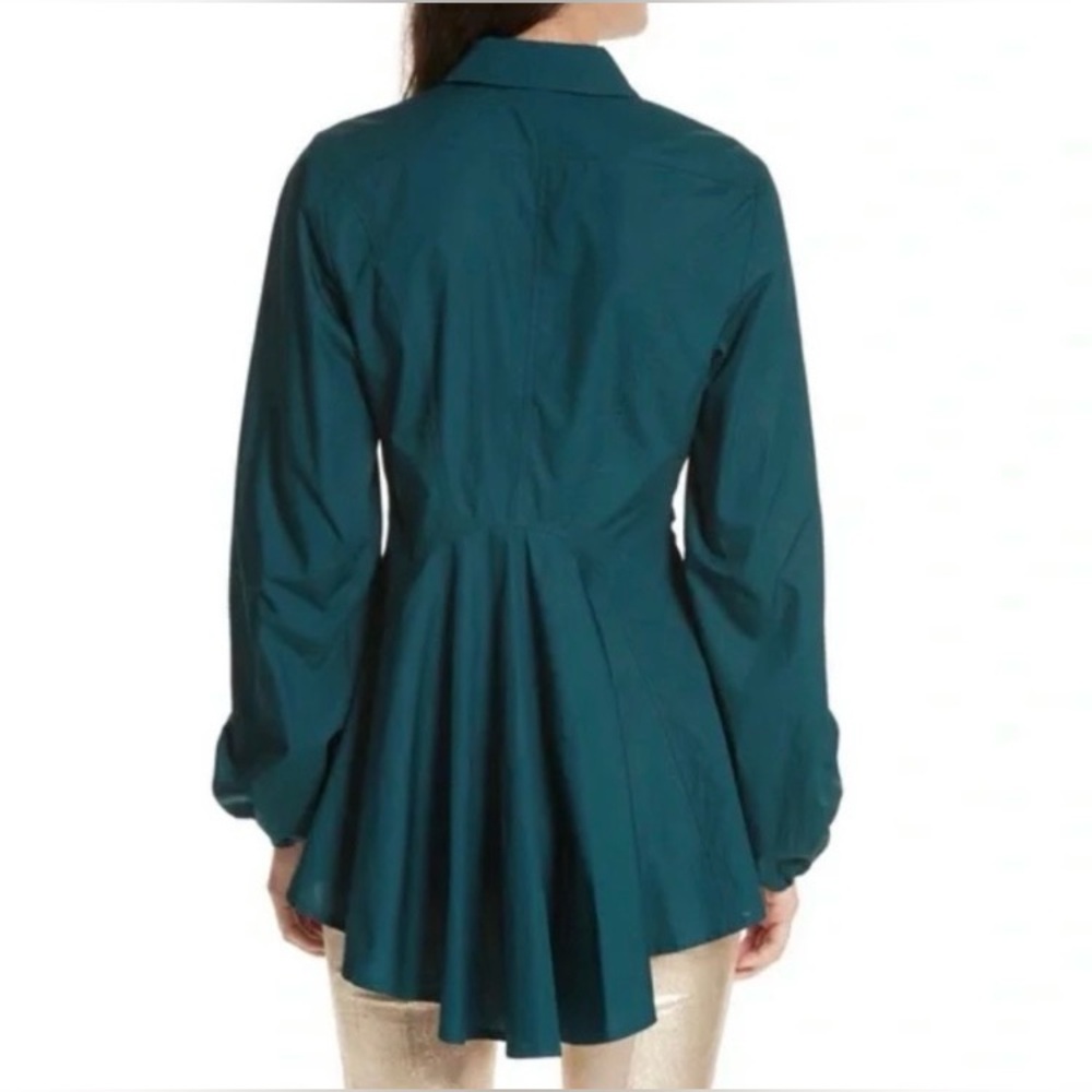 FREE PEOPLE Dark Teal Green All The Time Long Sleeve Tunic Peplum Blouse - Picture 3 of 10